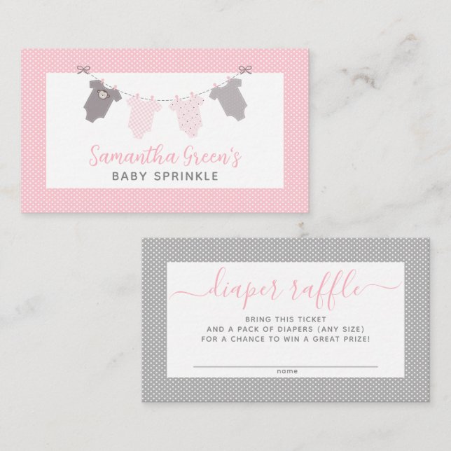 Cartão De Visita Rapariga Bilhetes de fralda de Clothesline (Frente/Verso)