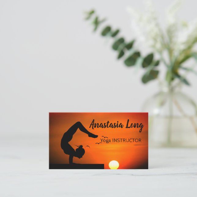 Cartão De Visita Rapariga no Teto do Sol, Instrutor Yoga Busine (Em pé/Frente)