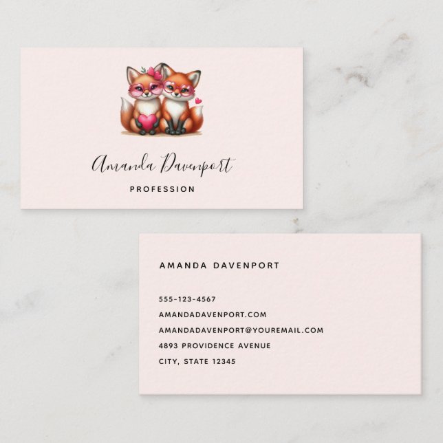 Cartão De Visita Raposa Laranja Coca-Cola Apaixonada (Frente/Verso)