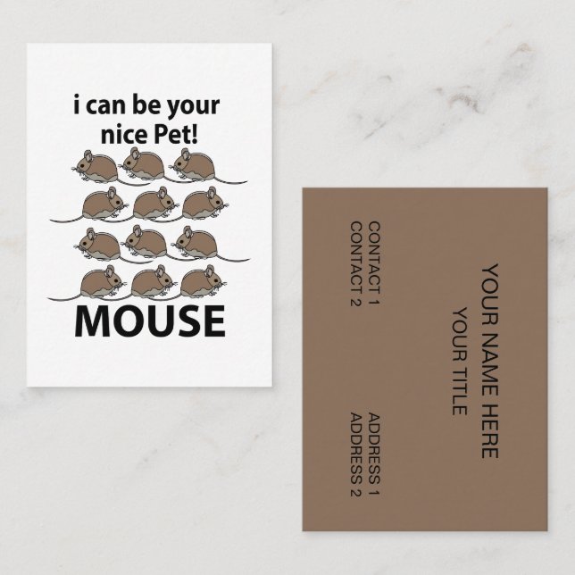 Cartão De Visita Rato De Mouse Posso Ser Seu Rato De Pet (Frente/Verso)