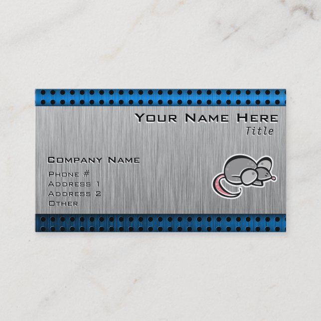 Cartão De Visita Rato; Metal-olhar escovado (Frente)