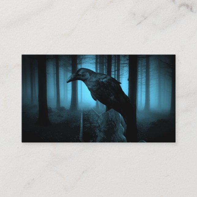Cartão De Visita Raven na Floresta (Frente)