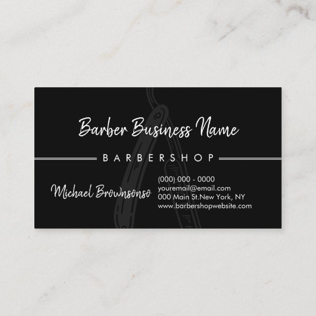 Cartão De Visita Razor Barber compra para Men Coiffure Hairdresser (Verso)