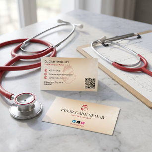 Cartão De Visita Reabilitação CardioPulmonar Negócios   Vermelho Cl