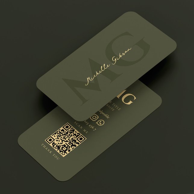 Cartão De Visita Real Advogado Notário Exército Verde Moderno QR (Realtor Attorney Notary Army Green Modern QR Business Card
)