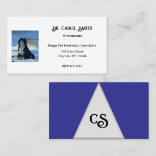 Cartão De Visita Real Azul e branco com logotipo ou fotoCartão de v