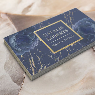 Cartão De Visita Real Blue Floral Makeup Artista Hair Salon