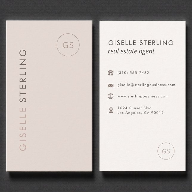 Cartão De Visita Real Estate Agent Blush Pink Minimalist Modern (Criador carregado)