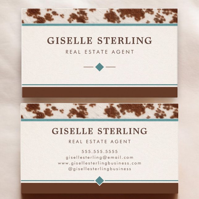 Cartão De Visita Real Estate Agent Cowhide Leather Professional (Criador carregado)