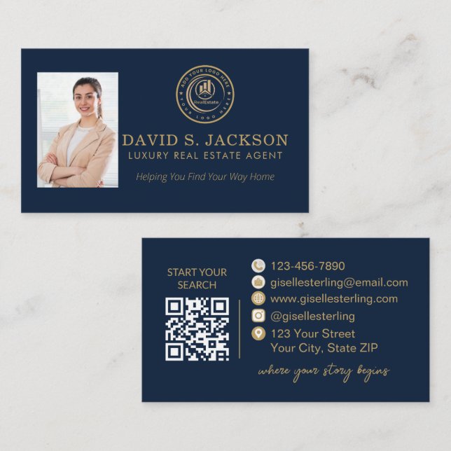 Cartão De Visita Real Estate Agent | Custom Logo Property Branding (Frente/Verso)