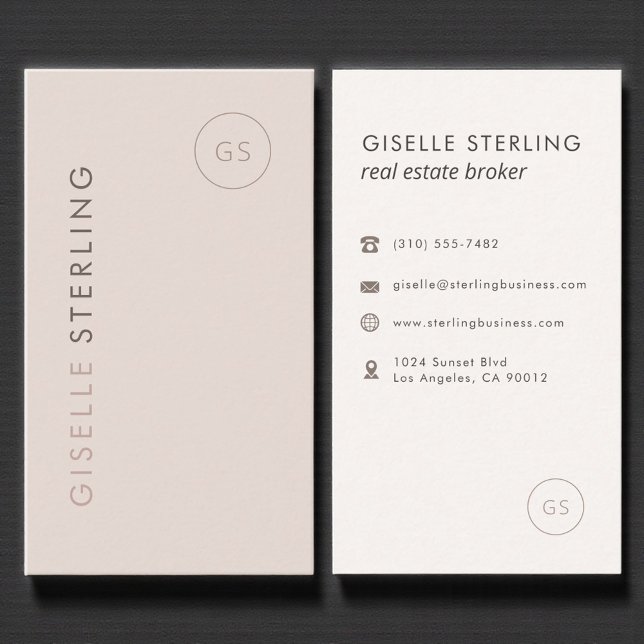 Cartão De Visita Real Estate Broker Blush Pink Minimalist Modern (Criador carregado)