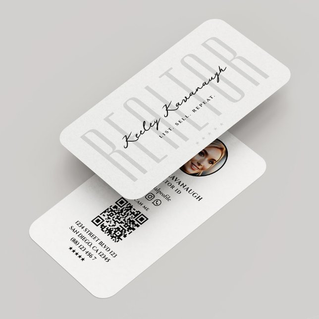 Cartão De Visita Real Estate Broker Realtor Foto Moderno White (Real Estate Broker Realtor Photo Modern White Business Card
)