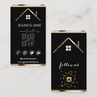 Cartão De Visita Real Estate House - Mídia social Código QR