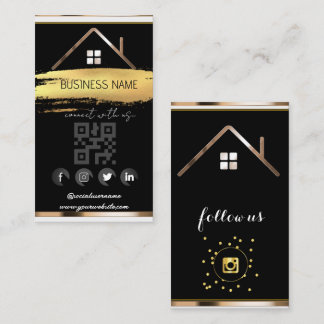 Cartão De Visita Real Estate House - Mídia social Código QR