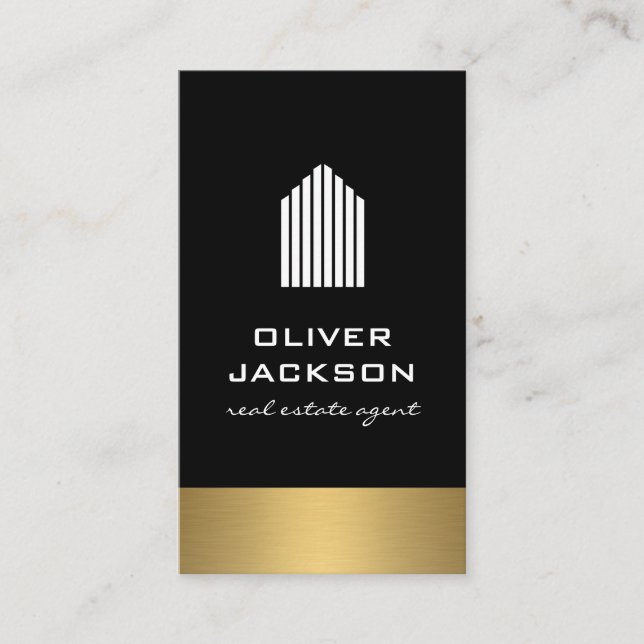 Cartão De Visita Real Estate Lux Dourado Trim (Frente)