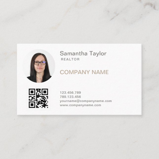 Cartão De Visita Real Estate Professional Insert ou Add Photo QR (Frente)