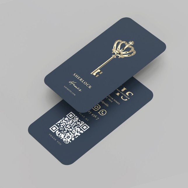 Cartão De Visita Real Imobiliário Moderno Monograma Azul Escuro (Modern Realtor Real Estate Monogram Dark Blue Business Card
)