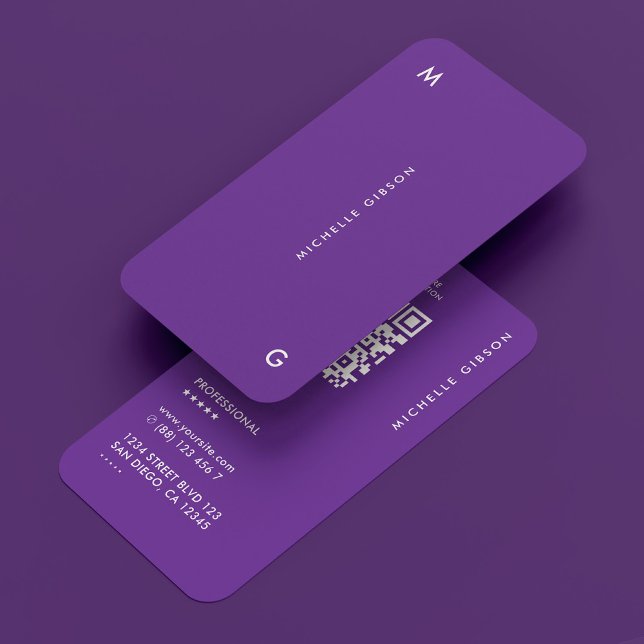 Cartão De Visita Real Purple Minimalista Simples Profissional (Criador carregado)