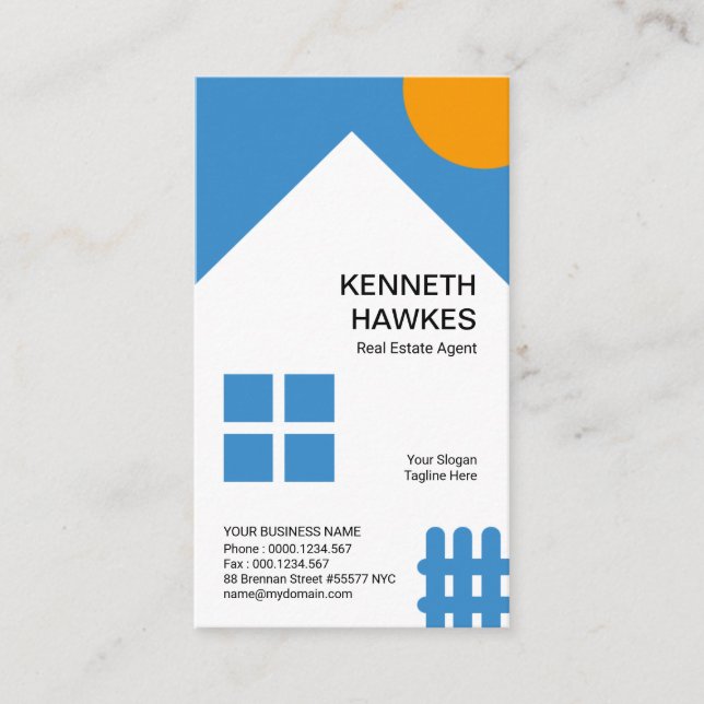 Cartão De Visita Realizador de Cerca de Galinha Branca Laranja Sun  (Frente)