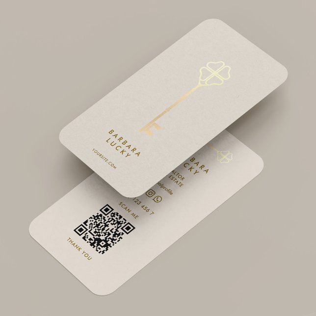 Cartão De Visita Realtor Broker Mortgage Sand Gold Key Minimal (Realtor Broker Mortgage Sand Gold Key Minimal Business Card
)