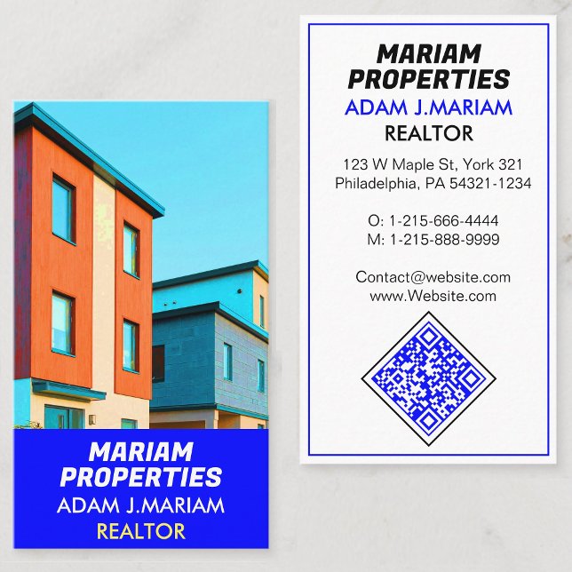 Cartão De Visita Realtor de agente imobiliário profissional (QR Pho (make double sided realtor business card)