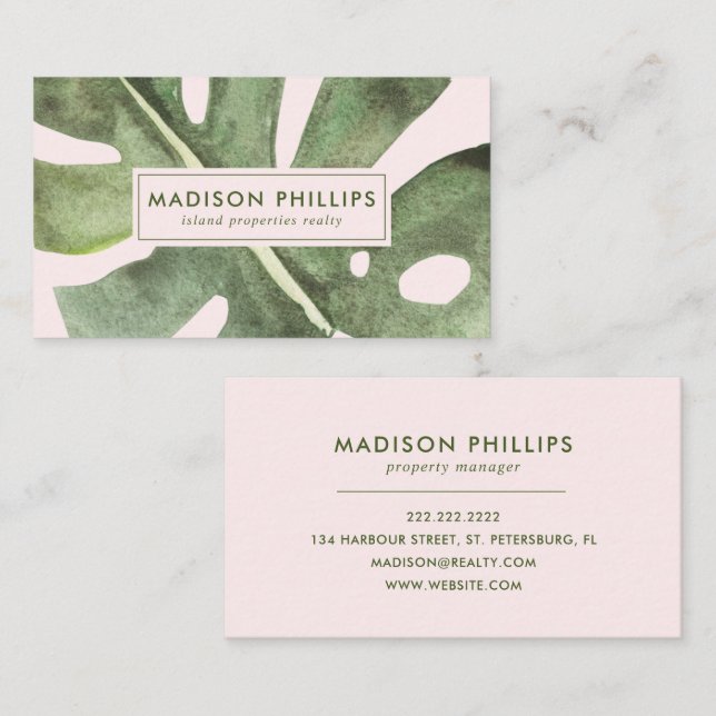 Cartão De Visita Realtor de Propriedades Aluguer de Férias de Praia (Frente/Verso)