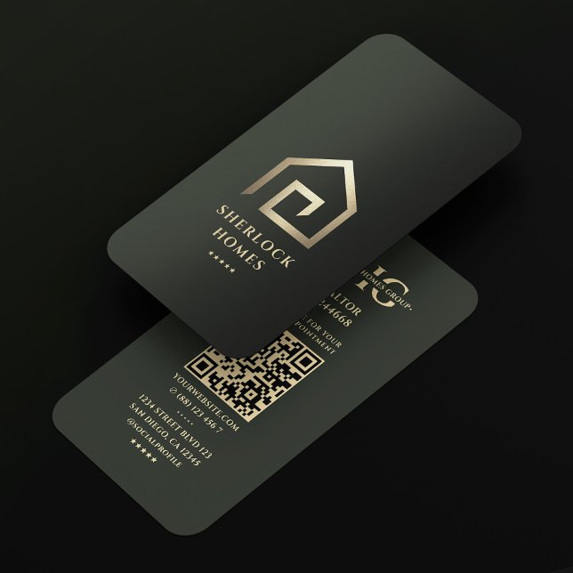 Cartão De Visita Realtor Dourado House Architect Modern Darn Green (Realtor Gold House Architecture Modern Dark Green Business Card
)