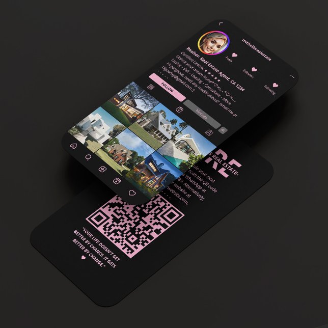 Cartão De Visita Realtor IG Mortgage Broker Black Pink Real Estate (Realtor IG Mortgage Broker Black Pink Real Estate Business Card
)