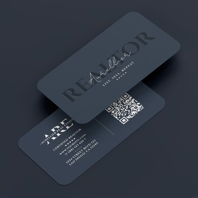 Cartão De Visita Realtor Monograma Mediador de Hipotecas Azul Moder (Realtor Monogram Mortgage Broker Blue Modern Business Card
)