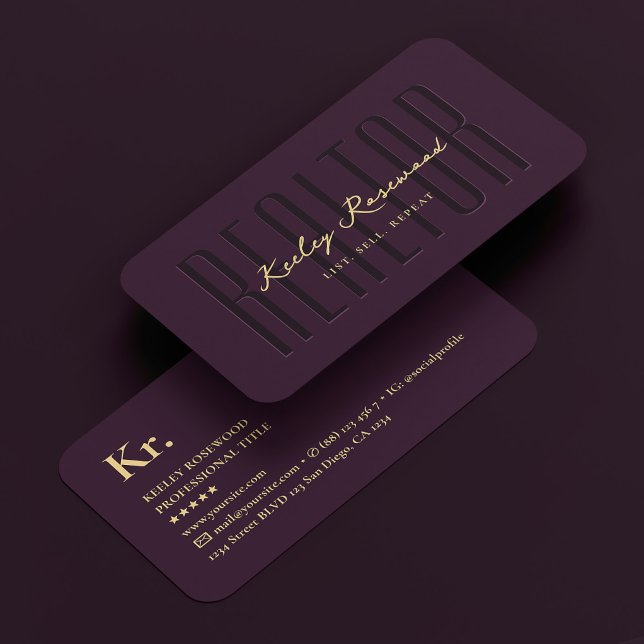 Cartão De Visita Realtor Mortgauge Broker Luxury Purple Modern (Realtor Mortgage Broker Luxury Purple Modern Business Card
)