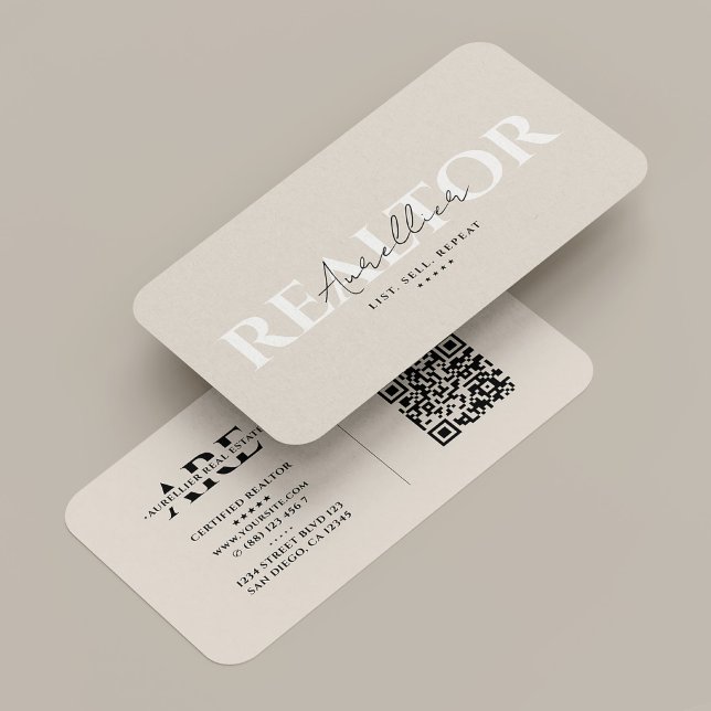 Cartão De Visita Realtor Real Estate Mortgauge Sand Beige Modern (Realtor Real Estate Mortgage Sand Beige Modern Business Card
)