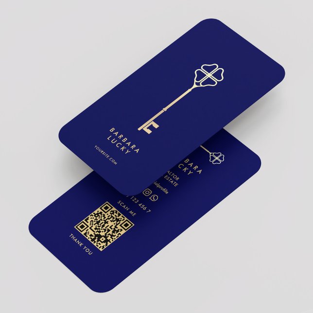 Cartão De Visita Realtor Real Estate Royal Blue Gold Key Luxury (Realtor Real Estate Royal Blue Gold Key Luxury Business Card
)