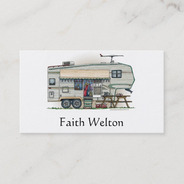 Cartão De Visita Reboque bonito do viagem do campista da quinta (Frente)