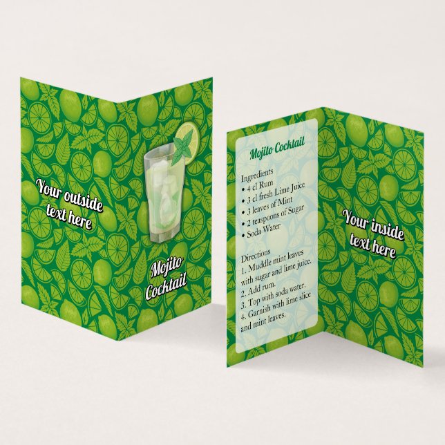 Cartão De Visita Receita de Mojito (Interior e exterior)