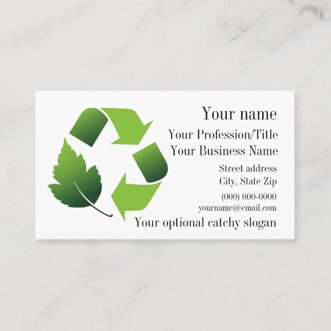 Cartão de visita Reciclar para Design ambiental (Frente)
