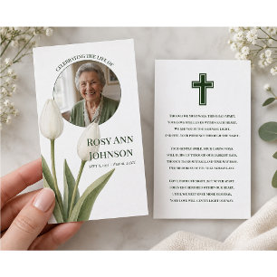 Cartão De Visita Recordação de Foto da Oração Funerária de Tulipa n