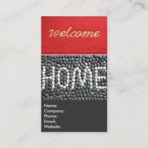 Cartão De Visita Red and Cinza Welcome Home Estate Agent