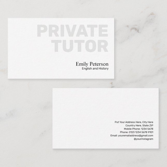 Cartão De Visita Red Apple Sketch Private Tutor Modern White (Frente/Verso)