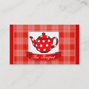 Cartão De Visita Red Bolinhas Teapot Cafe