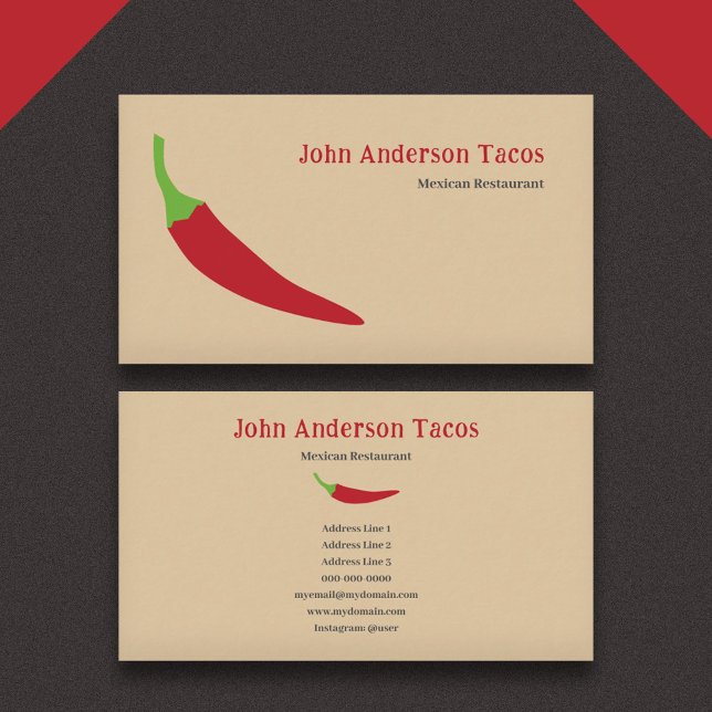 Cartão De Visita Red Chili Pepper (Red Chili Pepper Business Card)