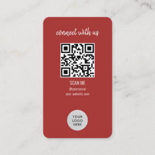 Cartão De Visita Red Connect with Us QR Code