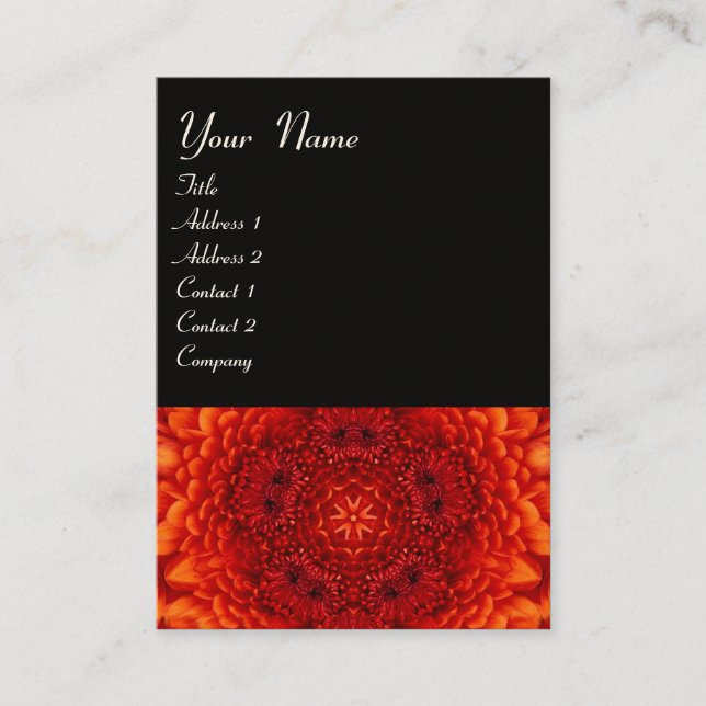 Cartão De Visita RED DAHLIA, preto vermelho e branco (Frente)