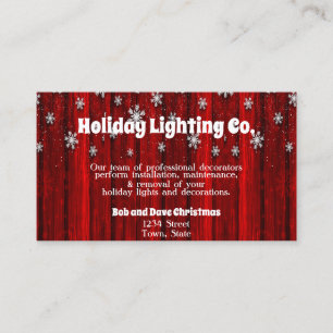 Cartão De Visita Red Holiday Christmas Snowflakes Empresa de ilumin