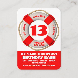 Cartão De Visita Red Life Ring, Festa de Piscina, Bilhetes de Anive