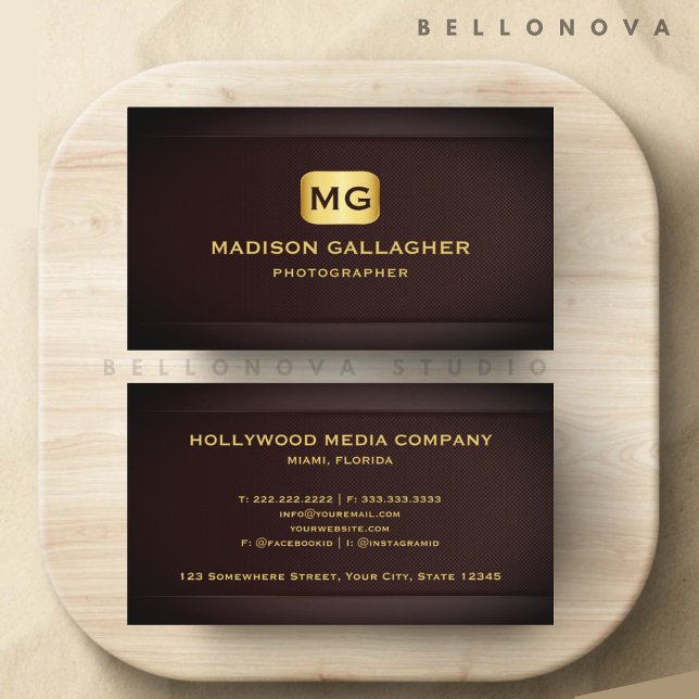 Cartão De Visita Red Maroon Dourado Creative Media Professional (Custom Red Maroon Gold Creative Media Professional Business Card)