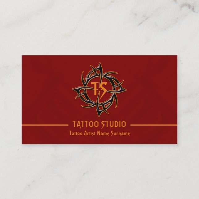 Cartão De Visita Red Minimine Modern Tattoo Studio (Frente)