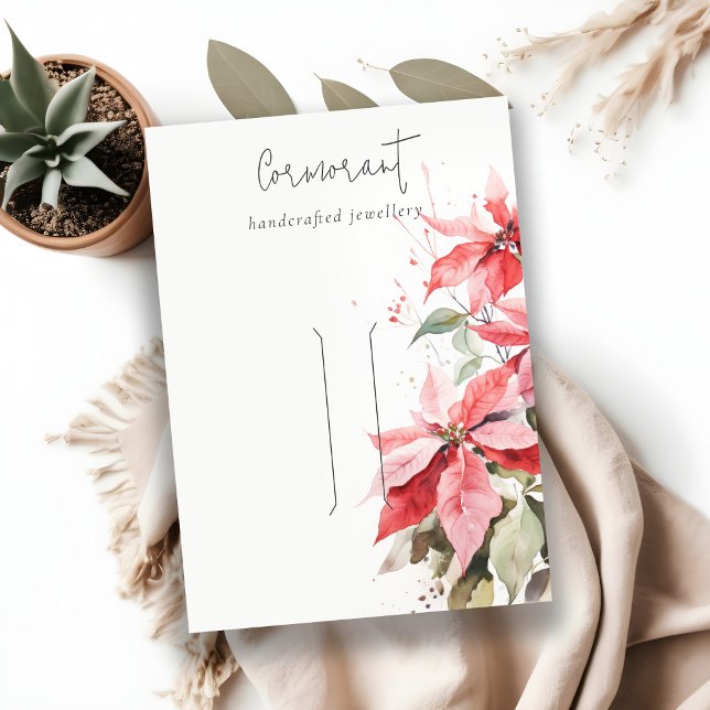 Cartão De Visita Red Poinsettia Florals Holanda de Cabelo de Natal (Criador carregado)