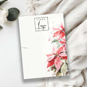 Cartão De Visita Red Poinsettia Florals Logotipo Holar