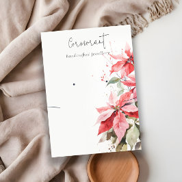 Cartão De Visita Red Poinsettia Florals Ouvindo Colar Colar