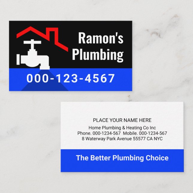 Cartão De Visita Red Roof With Leaking Faucet (Frente/Verso)